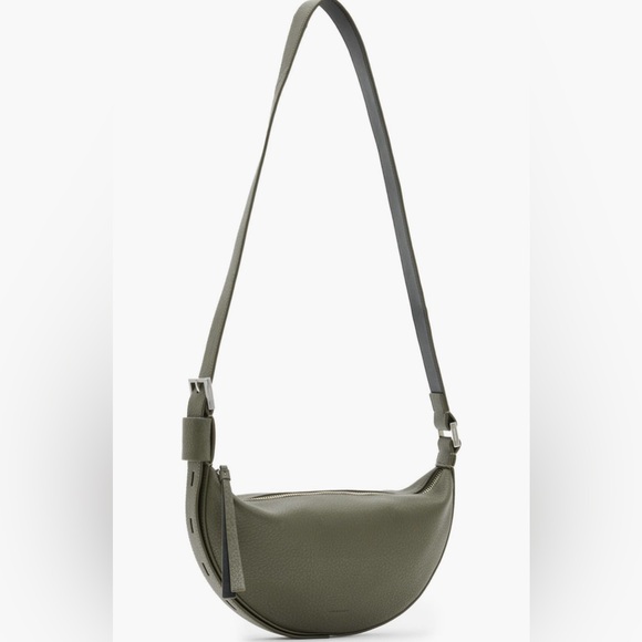 ALL SAINTS / Half Moon Leather Crossbody Bag - Picture 8 of 12